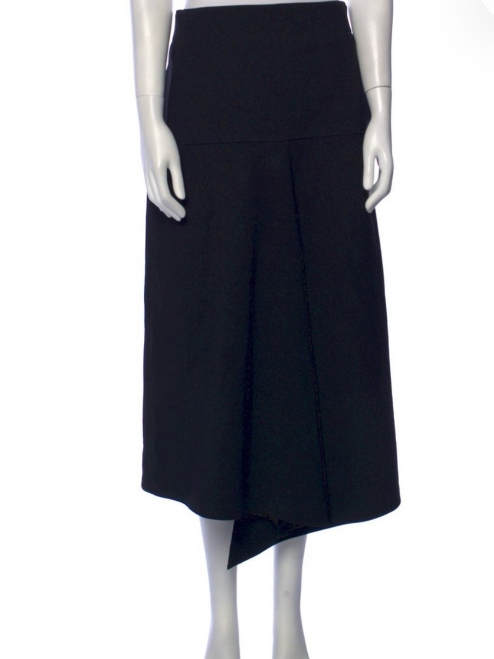 Tibi Black Asymmetrical Midi Skirt